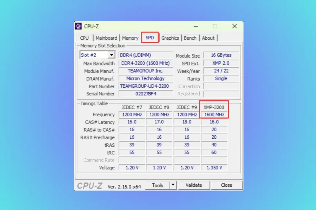 Verificando se o XMP está ativado no CPU-Z