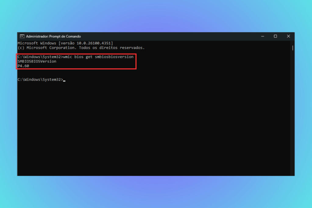 Verificando versão BIOS no CMD