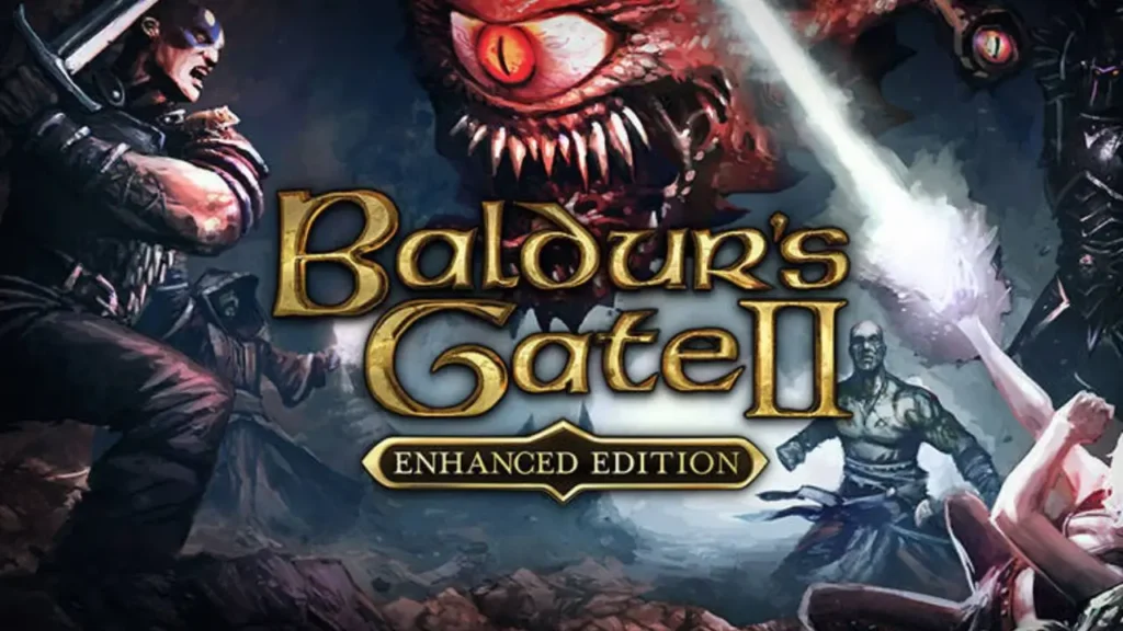 Baldur’s Gate 2 Shadows of Amn com grupo de heróis em fantasia medieval em um dos maiores RPGs de todos os tempos