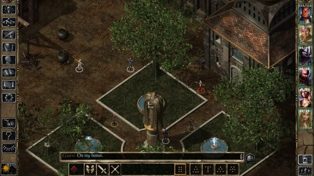 Baldur’s Gate II Enhanced Edition em RPG leve para notebook simples com grupo de heróis