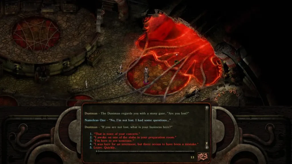 Planescape Torment em RPG narrativo leve para PC fraco com foco em diálogos e história